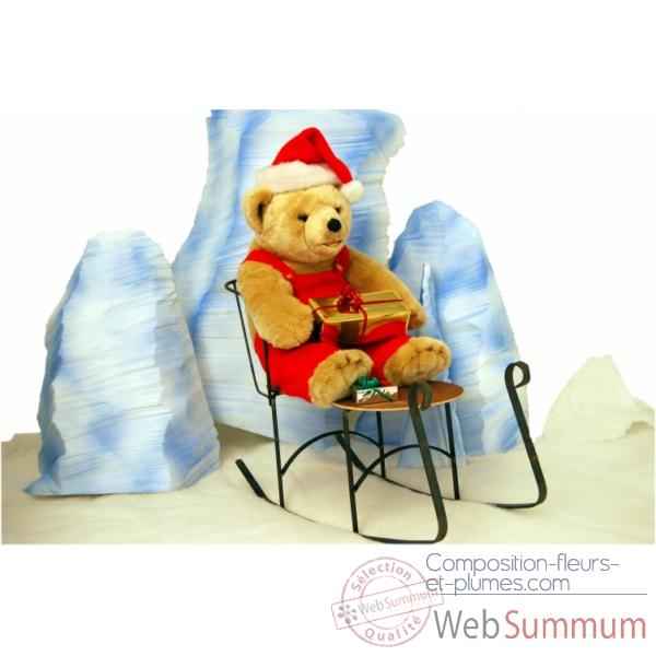 Automate décors de Noël Ours assis avec habit et bonnet rouge -OU6A
