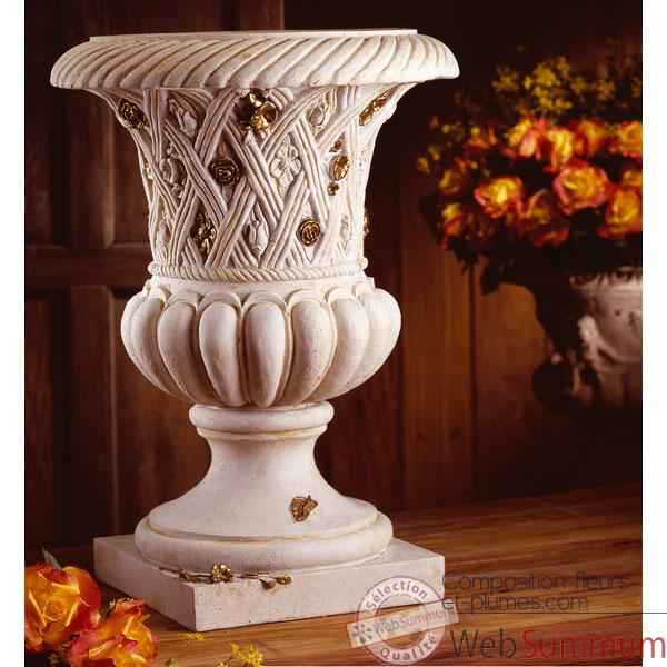 Vases-Modele Spring Urn, surface marbre vieilli patine or-bs2131wwg