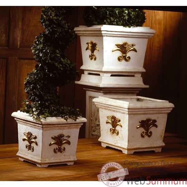 Vases-Modele Tuscany Planter Box -medium, surface marbre vieilli patine or-bs2153wwg