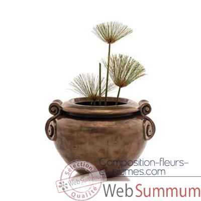 Video Vases-Modele Vigan Planter Junior, surface bronze avec vert-de-gris-bs3213vb