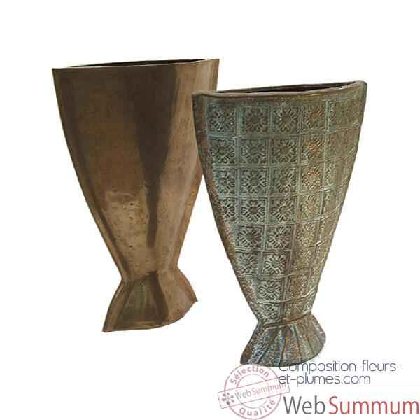 Vases-Modèle Koi Vase, surface bronze avec vert-de-gris-bs3230vb