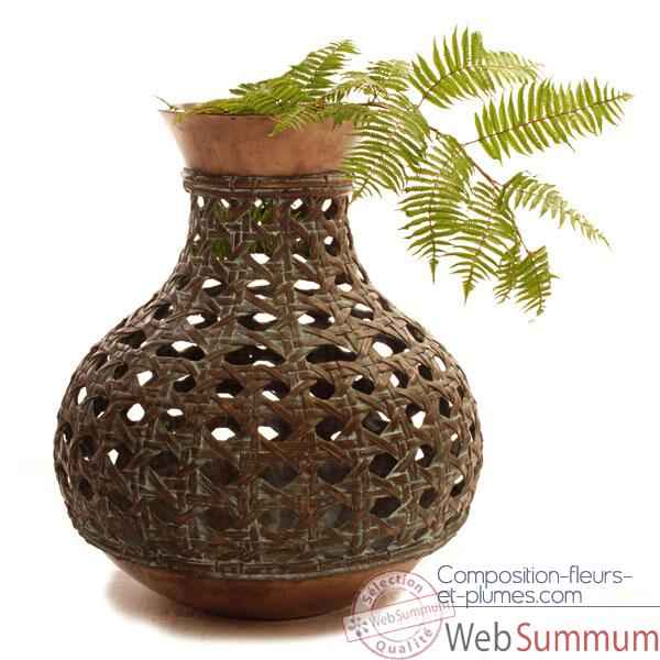 Vases-Modele Mactan Vase, surface bronze avec vert-de-gris-bs3275vb