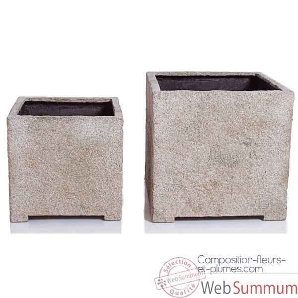 Vases-Modele Cube Planter Large,  surface granite-bs3321gry