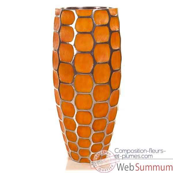 Vases-Modele Mando Vase, surface aluminium avec patine or-bs3354alu/org